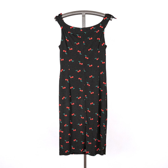 New York & Co All-Over Cherry Print Dress Size LARGE Casual Light-Hearted Whimsy - Picture 3 of 5